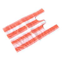 Sacs d'emballage alimentaire de transporteur de gilet de t-shirt en plastique PE d'impression de rayure de couleur rouge transparente de HDPE pour le marché d'épicerie