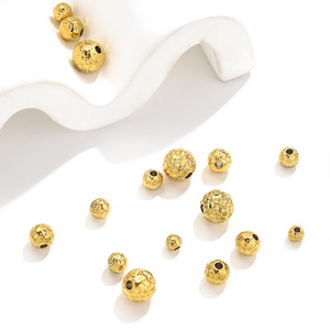 Cuentas redondas texturizadas de acero inoxidable con orificio para la fabricación de joyería DIY 6mm 8mm 10mm 12mm 14mm 16mm 18mm 20mm - Product Image 4
