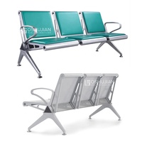 Chaises de salle d'attente d'hôpital 3 places, sièges en tandem pour aéroport, en cuir PU, pieds en acier inoxydable, usine certifiée ISO