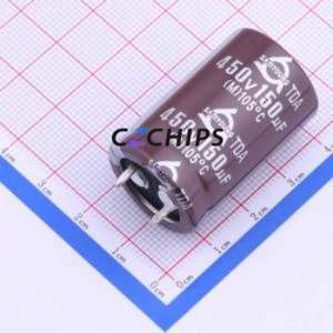 Condensador Electrolítico de Aluminio TDA 450V150 22*35 de Montaje a Presión (THT), Componente de Orificio Pasante, D22xL35mm 150uF 20% 450V 10mm - Product Image 1