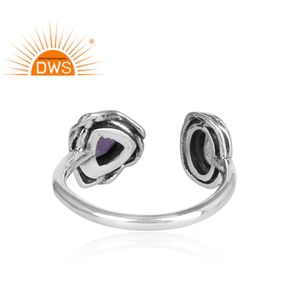 Bague en pierres précieuses perle et iolite, bague antique faite à la main en argent sterling, bague de créateur, fabricant de bijoux, collection classique - Product Image 3