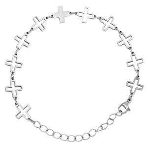 Hot Selling Simple Popular Design Hollowed Out Cross <b>Chain</b> Bracelet <b>Titanium</b> Steel Unisex's Bracelets Trendy Jewelry Wholesale - Product Image 6