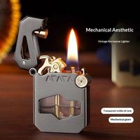 Nouveau Briquet à Kérène Semi-Automatique Vintage avec Mécanisme d'Éjection, Cadeau Classique pour Homme, Idéal pour Petit Ami, Cadeaux d'Affaires, Portable, Texture Luxe