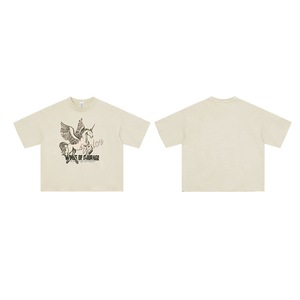 Camiseta Oversize de Corte Cuadrado con Borde Enrollado, Gráfico de Pegaso, Bordado Personalizado - Product Image 4