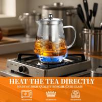 Théière en verre à haute teneur en borosilicate avec infuseur amovible en acier inoxydable
