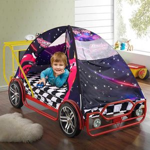 Tente de lit pliable portable 1 personne en polyester pour intérieur/extérieur avec logo personnalisé sur le thème des voitures de course, tente d'intimité pour enfants - Product Image 2