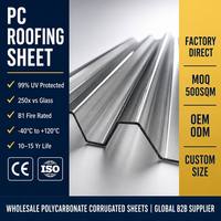 Lámina de Techo de Policarbonato, Panel de PC Corrugado con Recubrimiento UV, Material de Techo Ligero para Grandes Proyectos de Construcción