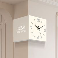 Jam Dinding Modern Minimalis Dua Sisi Desain Sudut Angin Tanpa Bor Ruang Tamu Kalender Elektronik