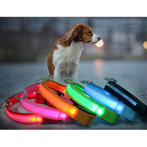 <span class=keywords><strong>Collar</strong></span> de cuello de perro mascota LED de nailon ajustable con logotipo personalizado de lujo eléctrico de moda de alta calidad al por mayor - Product Image 1
