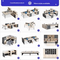 Escritorio de Oficina Moderno y Minimalista para Varias Personas, Estación de Trabajo Combinada con Divisiones, Personalizable y Desmontable, de Madera