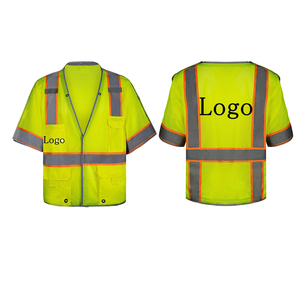 Gilet de sécurité réfléchissant à manches courtes en maille respirante en polyester personnalisé de 140 g/m², classe 2 ANSI, LED clignotante, travaux de construction, marque Ekai - Product Image 3