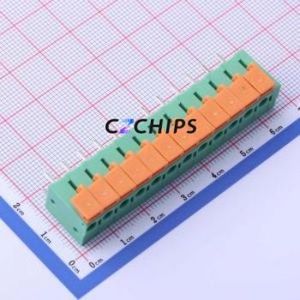 JL142V-50812GA1 Spring Terminal Block Through hole Component (THT),P=5.08mm Connector 1x12P 5.08mm Green Through Hole - Product Image 1