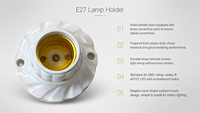 Douille murale E27 White Wave 4A250V avec borne en laiton pour lampe domestique