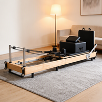 Lit de Pilates pliable et portable en bois - Équipement de studio de Pilates multifonctionnel réglable et durable, couleur beige