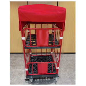 Chariot logistique industriel robuste en métal avec panier en treillis métallique et roues pour entrepôt et usine - Product Image 4