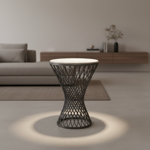 <span class=keywords><strong>Mesa</strong></span> de Centro Pequeña Moderna con Pedestal Decorativo de Líneas Metálicas Cruzadas, de Mármol Resistente y Fácil de Limpiar, para Sala de Estar o Dormitorio - Product Image 2