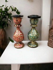 Most Demanded India Papier Mache <b>Candlesticks</b> <b>Holder</b> Kashmiri Art Papier Mache Candle <b>Holder</b> Available for Bulk Quantity - Product Image 4