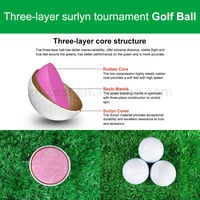 Bola Golf Surlyn 3 Lapis OEM Jarak Jauh Performa Tinggi Logo dan Pola Kustom Dengan Kotak Hadiah 1 Lusin yang Dipersonalisasi