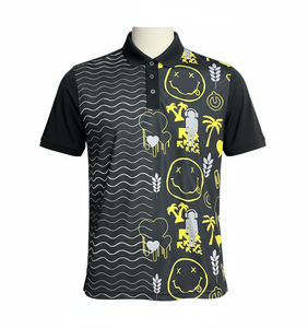 Chemise noire slim fit pour homme avec impression par sublimation, séchage rapide, fabriquée en micro-polyester 145-150 g/m² de haute qualité - Product Image 1