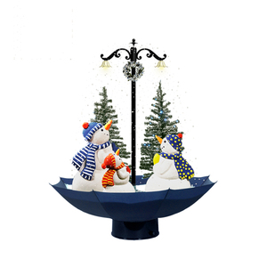 Adorno navideño con luz de nieve, conjunto de árbol de Navidad, decoración del hogar, trío nevando, figuras de muñeco de nieve con base de paraguas - Product Image 3