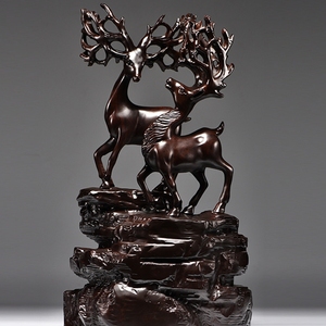 Figurine sculptée en forme de cerf en noyer noir, meuble TV en bois de sequoia pour salon, hall d'entrée, décoration de bureau, artisanat, cadeau - Product Image 5
