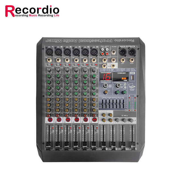GAX-ME6 BT Professional Audio Home Stage Performance Mixer 6-Channel PortableUSB Interface Computer Input 48V Phantom Monitor