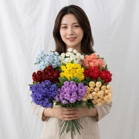 Grand bouquet de fleurs artificielles en soie, hortensia, 22 têtes, 4 fourches, 103 cm, fleurs décoratives faites à la main pour mariage et maison