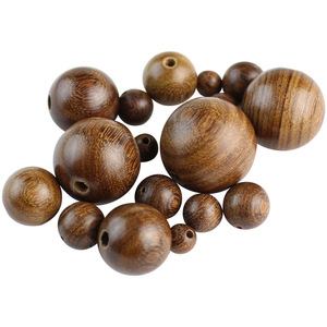 Cuentas redondas sueltas de sándalo dorado de 6-20 mm para la fabricación de pulseras, cuentas de madera pulida - Product Image 3