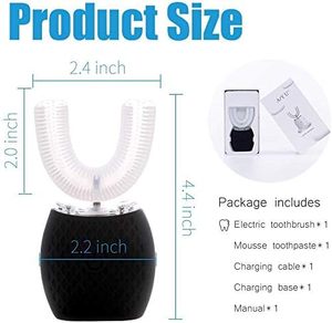Cepillo de Dientes Eléctrico en Forma de U, Mini Cepillo de Dientes Eléctrico Inteligente con Cerdas Suaves Negras y Luz LED, Fabricante de Shenzhen al por Mayor - Product Image 6