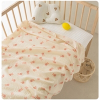 2 Couches de Coton 110*100 cm Mousseline Enveloppée Super Soft Gaze Quilt Baby Bath Towel Cartoon Cover Blanket Swaddle Duvet