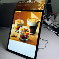 Kotak Lampu LED A4 Slim Ultra Tipis Bingkai Poster Aluminium Kaca Temper Menu Restoran Papan Tampilan Iklan