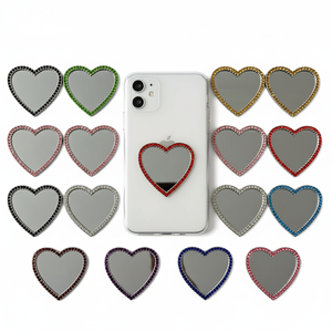 Casing Handphone Bentuk Hati Cermin, Aksesoris Berlian Imitasi, Charm Flatback Grosir untuk Casing HP DIY, Paduan Seng, Estetika Kawaii - Product Image 1
