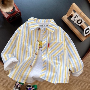 Cardigan in cotone a maniche lunghe e giacca sottile da <span class=keywords><strong>bambino</strong></span>, primavera autunno 2026, nuove righe, scollo a V, tie-dye - Product Image 2