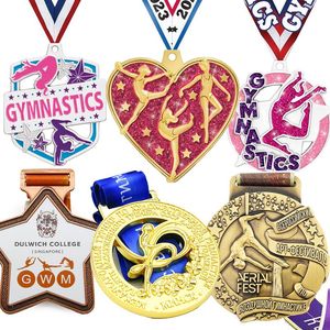 Hochwertige Gold-Sportmedaillen für Gymnastik, Tanz, Cheerleading mit Individuell Anpassbarem Logo, Souvenir-Sublimations-Metallmedaille - Product Image 1
