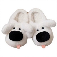 Chaussons d'intérieur chauds et moelleux pour femmes, à plateforme, avec motif de dessin animé, antidérapants, en peluche pour l'hiver