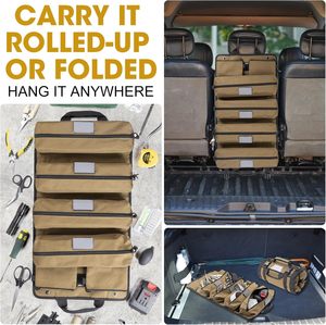 Échantillon gratuit : Sac de rangement pliable pour hommes, sac d'électricien, sac de travail en gros avec poches, petit sac à outils enroulable pour charpentier - Product Image 2