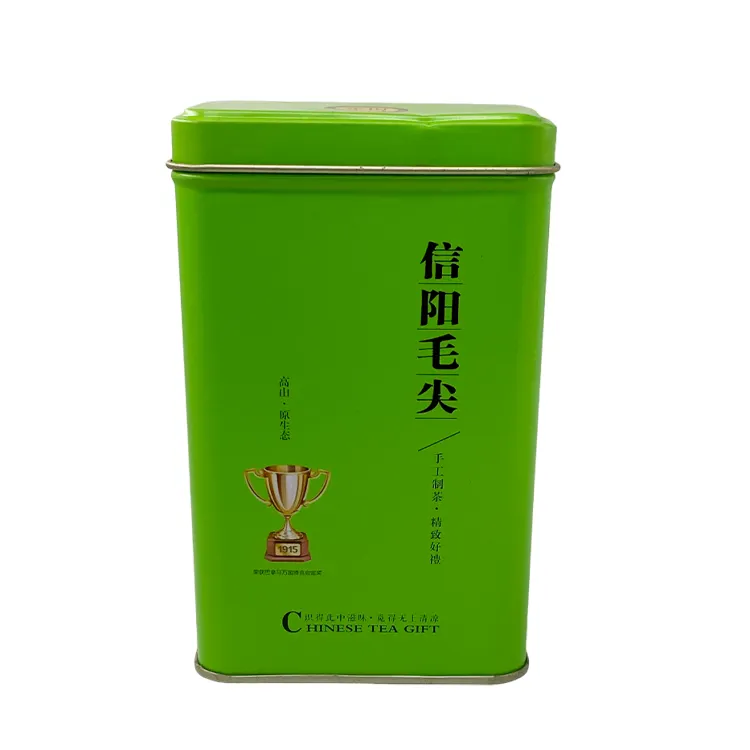 टिन चाय कनस्तर जार पैकेजिंग के लिए कस्टम आयताकार मुद्रण एम्बॉसिंग प्रक्रिया धातु के डिब्बे