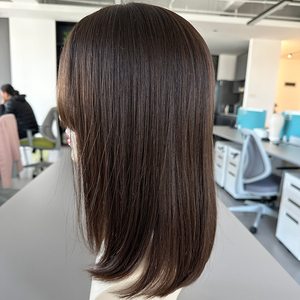 Parrucche Bob in Capelli Umani Vergini Naturali Marroni Non Trattati di Alta Qualità <span class=keywords><strong>con</strong></span> Cuticole Allineate, <span class=keywords><strong>Top</strong></span> in Seta da 12 Pollici <span class=keywords><strong>con</strong></span> Frangia - Product Image 5