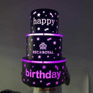 Espositore per Torte <span class=keywords><strong>di</strong></span> <span class=keywords><strong>Compleanno</strong></span> Personalizzato con Logo per Feste in Discoteca, 3 Livelli in Metallo con LED - Product Image 5