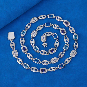 Collier de luxe personnalisé en moissanite arc-en-ciel, chaîne hip-hop en argent sterling 925, sertie de pierres VVS multicolores, testée au diamant, bijoux - Product Image 3