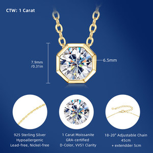Ensemble de bijoux polyvalent de luxe en argent sterling 925, boucles d'oreilles et collier, ensemble 2 pièces, boucles d'oreilles à clous en moissanite et collier avec pendentif - Product Image 5