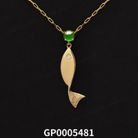 Pendentif Feuille de Paix Classique Unisexe en Or Véritable 18K avec Jadeite Vert Impérial et Perle Naturelle, Porte-Bonheur Enfant Inversé Éternel