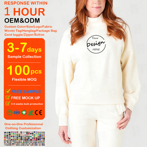 เสื้อจั๊มเปอร์คอเต่าไซส์ใหญ่แบบขายส่ง พิมพ์ลาย 3 มิติตามสั่ง เสื้อสเวตเชิ้ตผ้าฝ้ายฟลีซทรงหลวม เสื้อคอเต่าเปล่าสำหรับผู้หญิง - Product Image 1