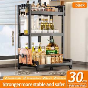 Modern 3-Tier Multi-Functional Metal Countertop Spice Organizer <b>Kitchen</b> Organizer with Seasoning <b>Storage</b> Rack - Product Image 6