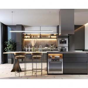 โรงงานผลิตชุดครัวดีไซน์หรูทันสมัยพร้อมบานตู้เคลือบเงาสำหรับเฟอร์นิเจอร์บ้าน ตู้ครัวแบบโมดูล - Product Image 3