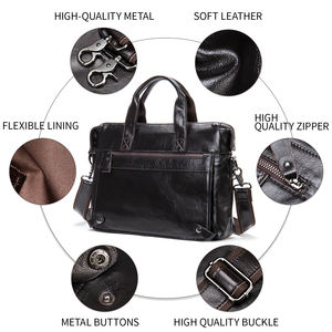 Wholesale Business Office Crossbody Aktetas Met Ritssluiting Koeienhuid Lederen Grote Capaciteit Zachte Tas Voor Mannen - Product Image 4