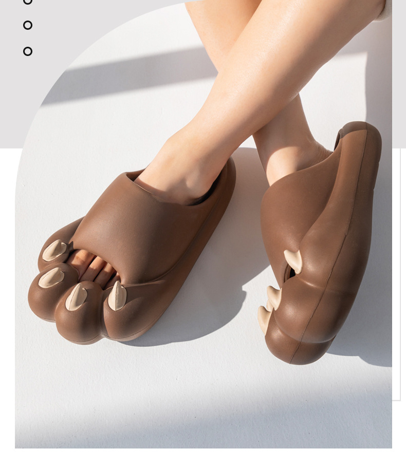 2023 Summer New Couple Cute Bear PAWS Slippers Female Outdoor Household Sandals