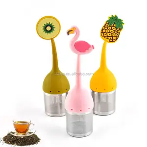 泡茶器，定制圣诞设计不锈钢火烈鸟水果形状硅胶泡茶器