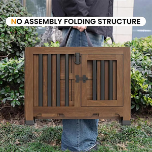 <span class=keywords><strong>Cage</strong></span> pour chien en métal et bois robuste, installation facile, structure haute résistance pour chiens de grande, moyenne et petite taille, utilisation en intérieur - Product Image 2