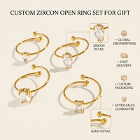 Cincin Wanita TD Laris Manis Lapis Emas 18K Vacuum Plated Stainless Steel Berbagai Bentuk Zirkon Dapat Diatur